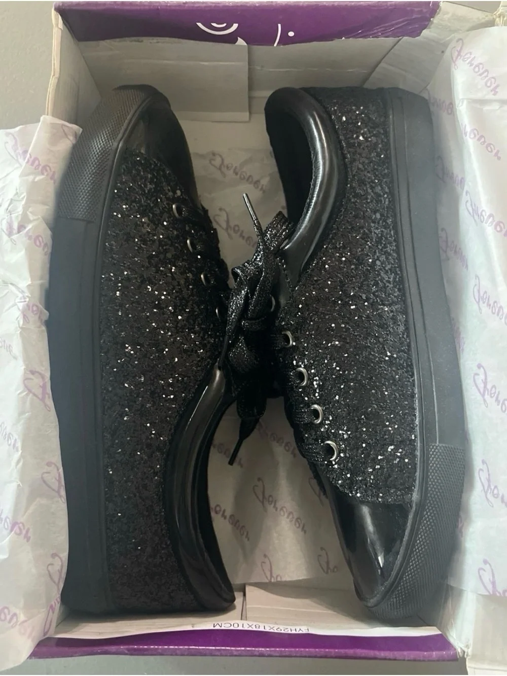 Women’s Black Glitter Lace-Up Shoes Size 8.5